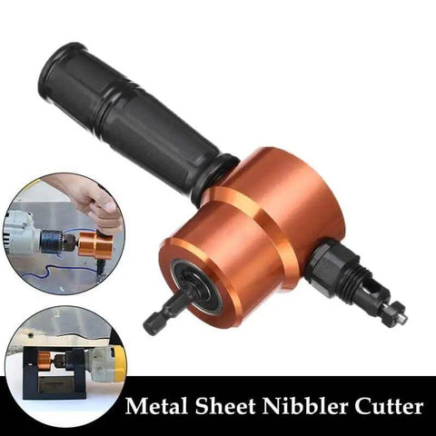 Power Drill Nibbler Attachment With 360 Degree Adjustable Double Head Metal Sheet Cutter And Wrench For Quick, Clean Cuts