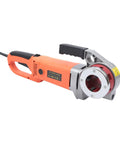 2300w Electric Pipe Threader Machine With Six Dies, handheld tool with orange handle for threading iron pipes.