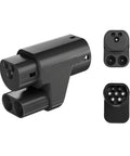 EV Charging Adapter CCS Combo 2 To Type 2 Converter plug, black heavy-duty design for quick charging, shows multiple connectors.