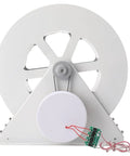 Front view of 100W Waterwheel Hydroelectric Generator With Low Speed Disc Design And Silent Belt Drive Portable Outdoor Micro Turbine Power Station.