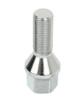 12x1.25 Wheel Lug Nuts Set, 28mm Shank, showing a single silver steel lug bolt, 17mm hex, for Jeep and Chrysler models.
