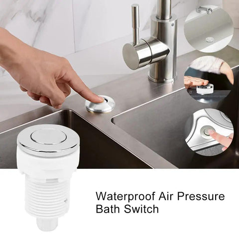 Pressure Bath Switch Push Button For Garbage Disposal And Tub Spa Massage, sink top air switch 28mm white on kitchen countertop