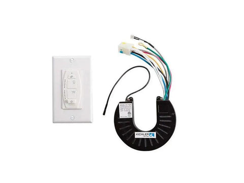 Six Speed DC165 Wall Control System with Transmitter and Receiver for Ceiling Fans White Finish, Wall Plate and Cables