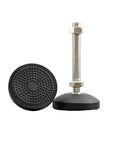 Adjustable Leveling Feet 4 Pack With 80mm Nylon Base And M12 By 100mm Threaded Universal Joint, two feet shown, black nylon.