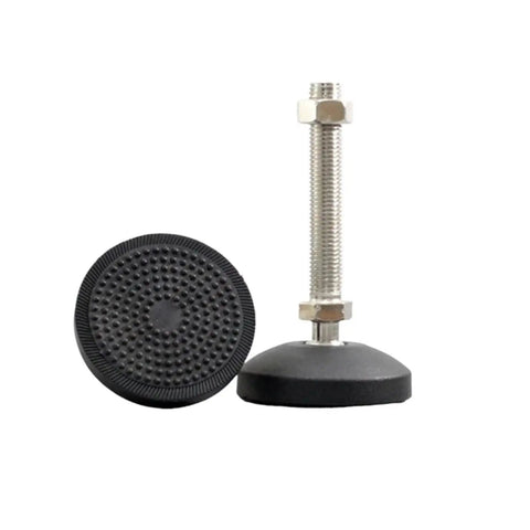 Adjustable Leveling Feet 4 Pack With 80mm Nylon Base And M12 By 100mm Threaded Universal Joint, two feet shown, black nylon.