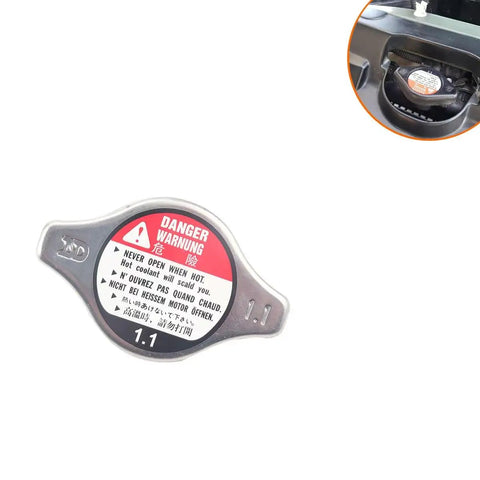Honda Radiator Cap Replacement Red Metal Cap Cover For 1994 To 2006 Accord 1992 To 2005 Civic 1997 To 2005 CR V 1995 To 2007 Odyssey And 2003 To 2008 Pilot With Easy Install showing silver cap with warning label