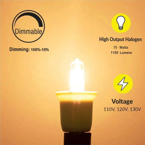 Beefy Bright High Output E11 Halogen Bulb 120V 75W T4 Mini Candelabra Base illuminating warm glow with dimmable feature