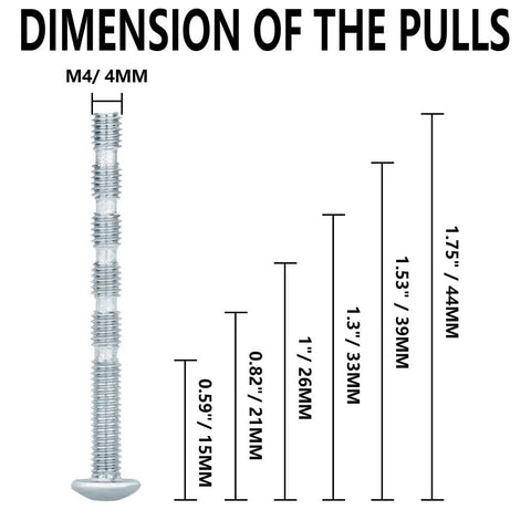 Heavy Duty 90 Pack Truss Head Break Away Machine Screws M4 X 45mm Galvanized Carbon Steel showing dimensions and measurements.