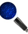 Starport USB Laser Star Projector For Game Rooms And Bedrooms, Portable Galaxy Mood Lighting with blue starry projection.
