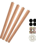 Beech Wood Table Legs Set Of 4 12 Inch 16 Inch 18 Inch Tapered Round Replacement Feet For Desk Nightstand Dresser Coffee Table Cabinet DIY