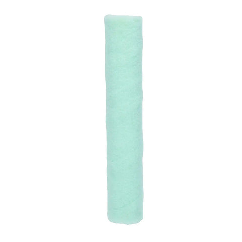 Wide Nap 14 Inch Paint Roller Covers That Roll Smooth As Silk With Zero Paint Drip Nonsense Heavy Duty Polyester Sleeves For Big Walls And Ceilings Knockout 6 Pack For DIY Crews rolled paint roller cover in mint color.