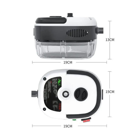Portable Handheld Steam Cleaner Pressurized Steam Cleaning Machine Red High Temp 221F 3Bar 10s Quick Heat 6 Speed Settings 3 Brush Heads from top and side views.