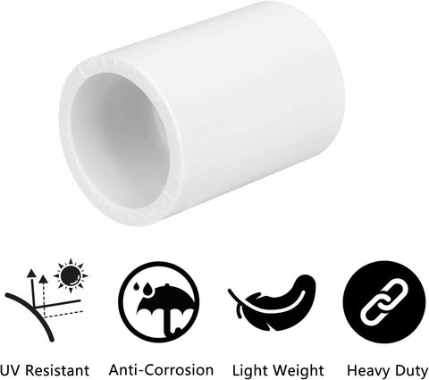 10 Pack 3/4 Inch PVC Pipe Coupling Fittings Socket To Socket Slip Connectors For Home Or Industrial Use Build Grade SCH40