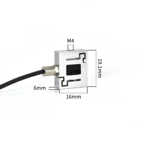 Mini S Type Load Cell Sensor For Test Tension And Compression Weight 0 To 50 Kg In Tight Spots Alloy Steel With 3m Cable High 0.2 Percent Accuracy IP65 Waterproof Dustproof 4 Wire Output For PLC Data Acquisition Transmitter, 16x19.1mm, M4