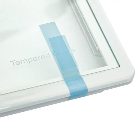 Corner of Refrigerator Crisper Pan Cover And Shelf Frame Replacement Must Have Size 18-3/8 Inch By 17-3/8 Inch Without Glass
