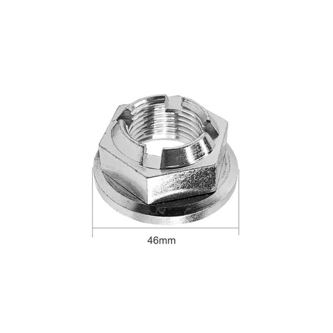 Heavy Duty M24x2.0 Axle And Shaft Spindle Nuts Pair Rock Solid For Ford F150 Lincoln Navigator Cadillac CTS Chevy Trucks Rust Proof No Worries Installation Hardware, showing 46mm diameter nut.