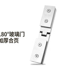Heavy Duty Stainless Steel Glass Door Hinge For Frameless Bathroom And Shower Setup With Smooth 180 Degree Pivot and No Sweat Silver Mounting Kit.