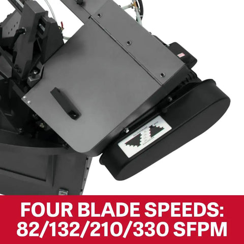 10 By 14 Inch Metal Cutting Horizontal Miter Band Saw With Hydraulic Downfeed Built Tough For Precision Mitering 0 To 45 Degree Tilt 230V And 460V Three Phase Power Heavy Duty Shop Or Industrial Grade For Steel Aluminum