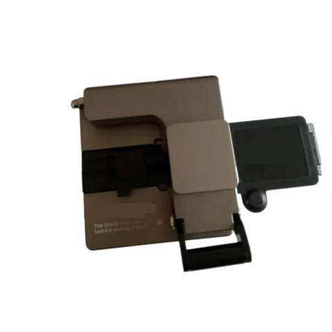 AoXHUGB Cc-01 Optical Fiber Cleaver Precision Cutting Tool With 4000 To 5000 Cut Life Expectancy Compatible With FTTH Cable Installations And A3 A4 C5 C6 C8 C9 Models For Pro Telecom Tech Use, top view showing blade and handle.