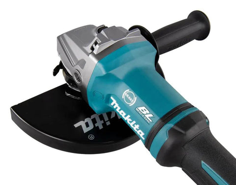 Heavy Duty 40V XGT Angle Grinder With 1700W Equivalent Muscle And Snappy 6600RPM Action With Badass 230mm Disc close-up view.