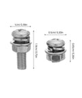 Solid Stainless Steel 108 Piece Machine Screw Nuts And Washers Assortment Kit Bolts showing two stainless screws with nuts for DIY projects.