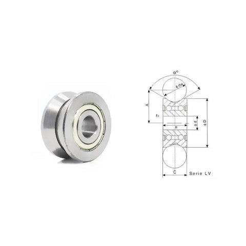 Lv62010zz ZZ Sealed Deep Groove Ball Bearing 6x20x10mm showing a side view and dimension diagram for precise fitting.