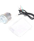 Front view of 52mm metal oil pressure gauge sensor with wiring harness