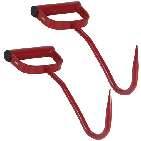 11 Inch Hay Hooks For Bales, 2 Pack, Heavy Duty Red Alloy Steel With Sturdy Handle, Replaces 47010500 And S47010500, Rust Resistant
