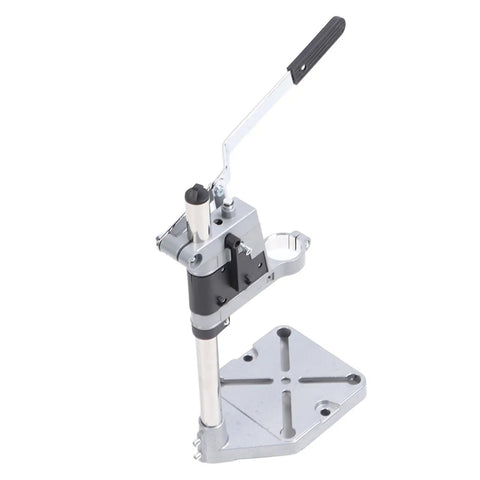 Baxyadex Universal Bench Drill Press Stand With Sturdy Aluminum Alloy Body and 25 Mm Stainless Steel Column showing adjustable handle.