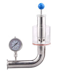 DERNORD SS304 sanitary 1.5-inch tri-clamp adjustable pressure relief valve with pressure gauge