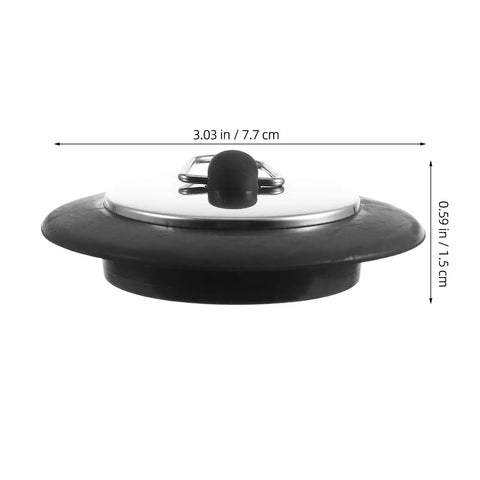 Rubber Bathtub Drain Plug with Stainless Steel Easy Pull-Out Stopper, showcasing size and design for versatile use.
