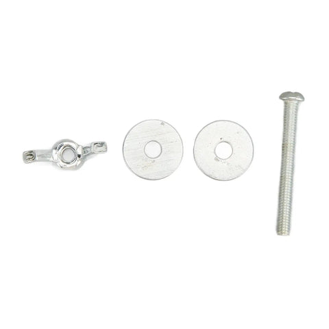 Metal hardware set for secure mounting of Clear Acrylic Hamster Pellet Feeder With Secure Cage Mount And Scatter Control Baffle.