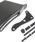 Complete Semi Gloss Black Steel V Belt 2 Groove Long Water Pump LWP Crank Pulleys With Alternator And Power Steering Brackets Kit For SBC Chevy Small Block 350 327 Engines Up To 1978 Ready To Install, black steel bracket and hardware