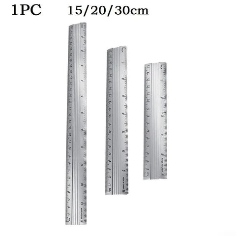 Dual Scale Aluminum Straight Ruler With Metric And Imperial Measurements, Precision Sketching Tool, 15cm, 20cm, and 30cm sizes