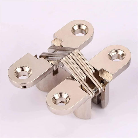 Hidden Concealed Cross Door Hinge 8x42mm 180 Degree with Screws For Folding Doors Cabinets Wardrobes