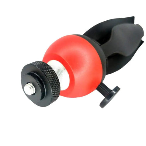 Two Pack 25mm Knurled Thumb Wheel Lock Nut Adapter With 1/4-20 Female Thread Aluminum Black Large Edge Grip For Camera Tripods Easy Mount And Lock Durable Quick-Connect Nut For Stable Grab-and-Go Shots, focused on red and black adapter with grip.