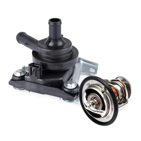 High Output Auxiliary Electric Water Pump For 2004 Through 2009 Toyota Prius Hybrid 1.5L Engine side view with thermostat.