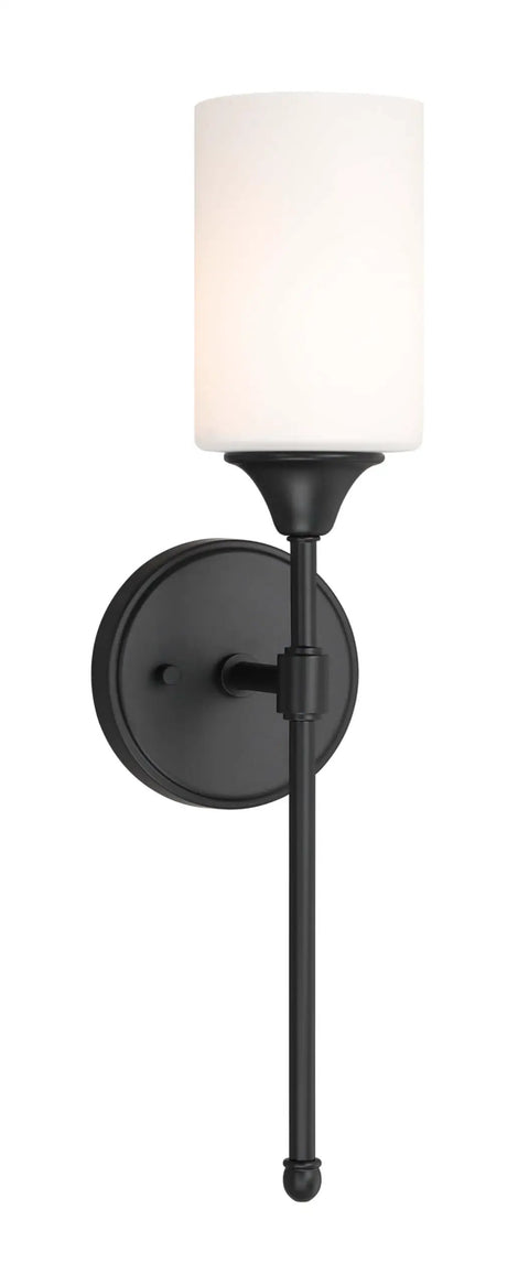 Hardwired Satin Brass Wall Sconce With Cylinder Glass Shade For Bathroom Vanity Classic Transitional Fixture With White Glass.