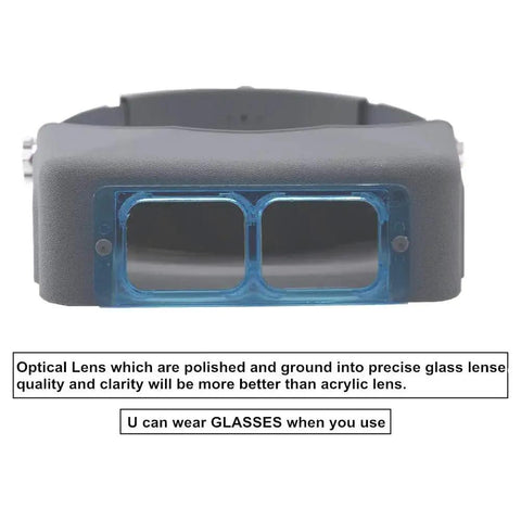 Front view of Go To Four Lens Headband Magnifier For Precise Reading And DIY Hobby Work Double Lens Head Mounted Loupe