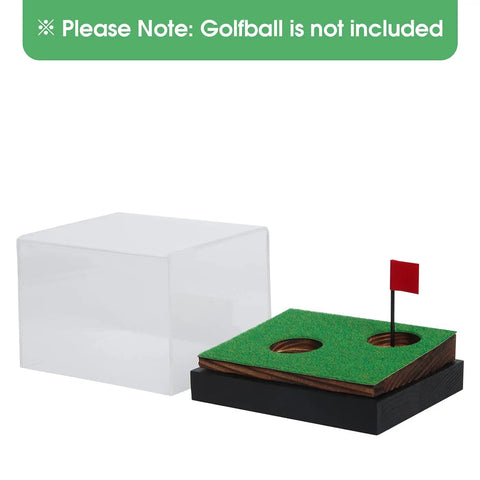 Clear Acrylic Golf Ball Display Case With Wood Base Dustproof Transparent Holder For Souvenir Golf Balls One Hole Design