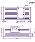 Beefy 250mm Linear Rail Guide With Double Optical Axis And SFU1605 Ballscrew 5mm Lead Manual Sliding Table For CNC Router Machines High Hardness Metal Construction 250mm Travel technical drawing with 330mm dimensions