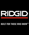 RIDGID brand logo with tagline 'BUILT FOR THOSE WHO KNOW' on a black background.