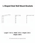 Diagram of Hidden L Shaped Steel Bracket for Floating Shelves Black Wall Mount Support, dimensions label included