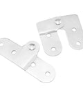 Close-up of Three Pairs Folding Flip Hinges For Toy Boxes And Storage Boxes, silver finish with predrilled holes, 90-degree swing