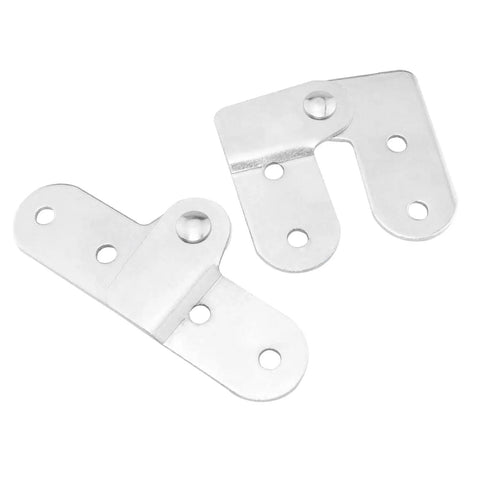 Close-up of Three Pairs Folding Flip Hinges For Toy Boxes And Storage Boxes, silver finish with predrilled holes, 90-degree swing