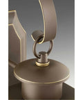 Close-up of Burlington Two-Light Hanging Lantern in Oil Rubbed Bronze Finish, showing upper hook and metal detailing.