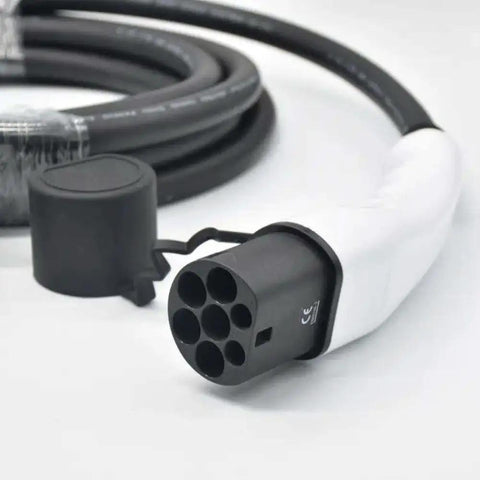 Type 2 To Type 2 Ev Charger Connector Plug And Play For Mode 3 Ac Charging Stations featuring a close-up of the connector end with nylon insulation.