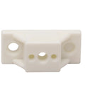 Twenty Pack Heavy Duty Plastic Drawer Slide Cabinet Side Spacers Three Quarter Inch Profile For Dead Simple Install And Killer Alignment On Kitchen Cabinets With Core Support Pegs And Drive Screws In Clean White, close-up view of plastic spacer.