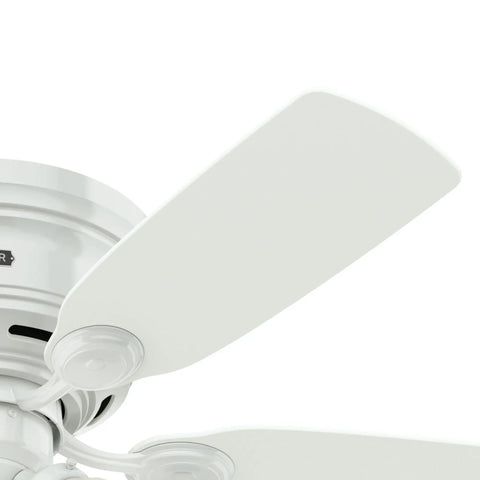 Close-up of blade on 42 Inch Indoor Ceiling Fan No Light With Low Profile Flush Mount And Five Blades For Bedroom Living Room And Kitchen Pull Chain Snow White Energy Efficient Quiet Operation Hassle Free