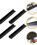 Matte Dark Hidden Cabinet Drawer Pulls 4 Pack, 200mm Extended Kitchen And Wardrobe Door Handles, low profile design, easy grip use